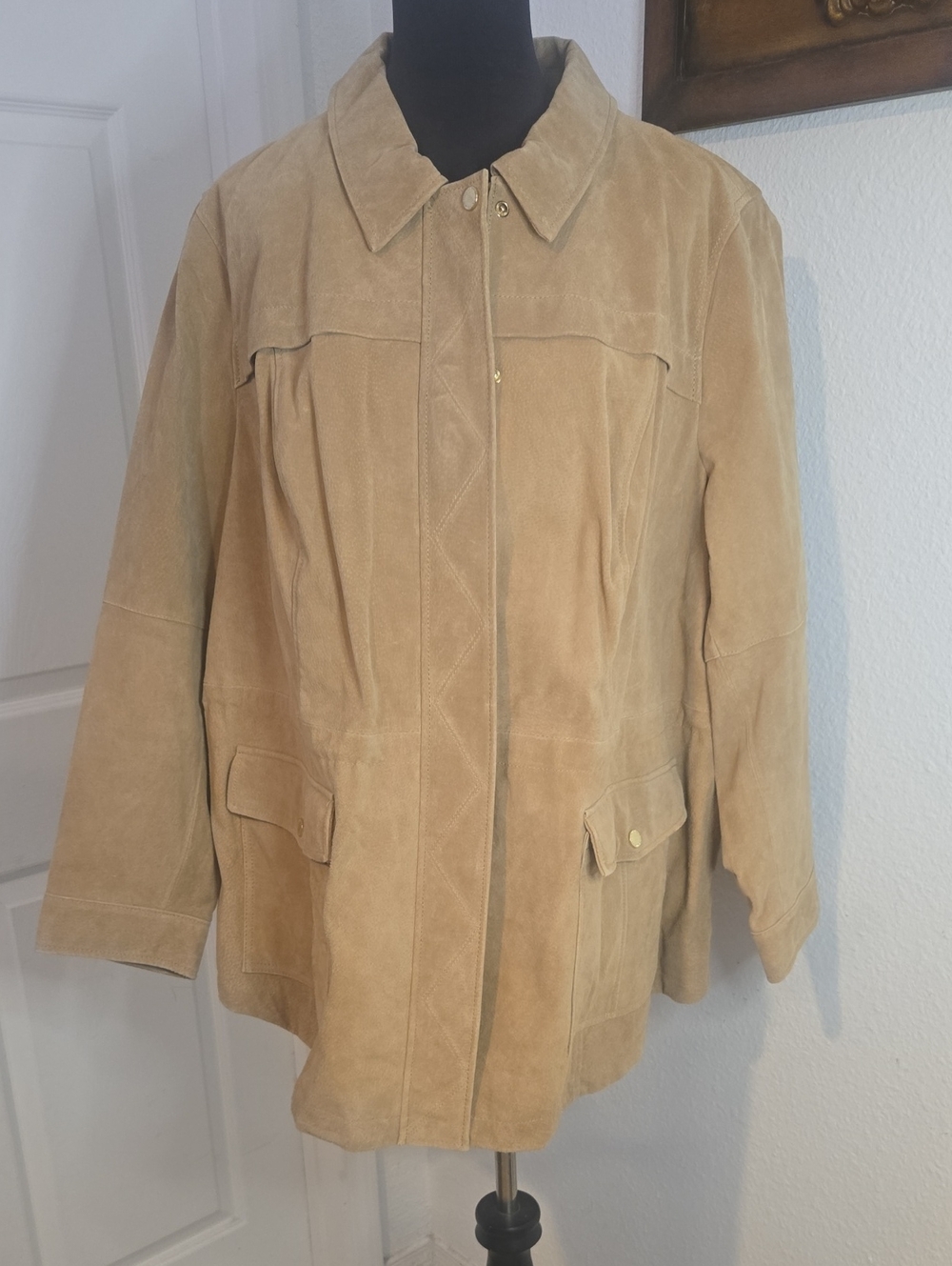 Isaac Mizrahi Tan Suede Leather Jacket